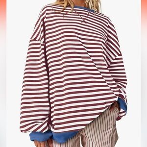 Striped Oversized Long-sleeve Shirt